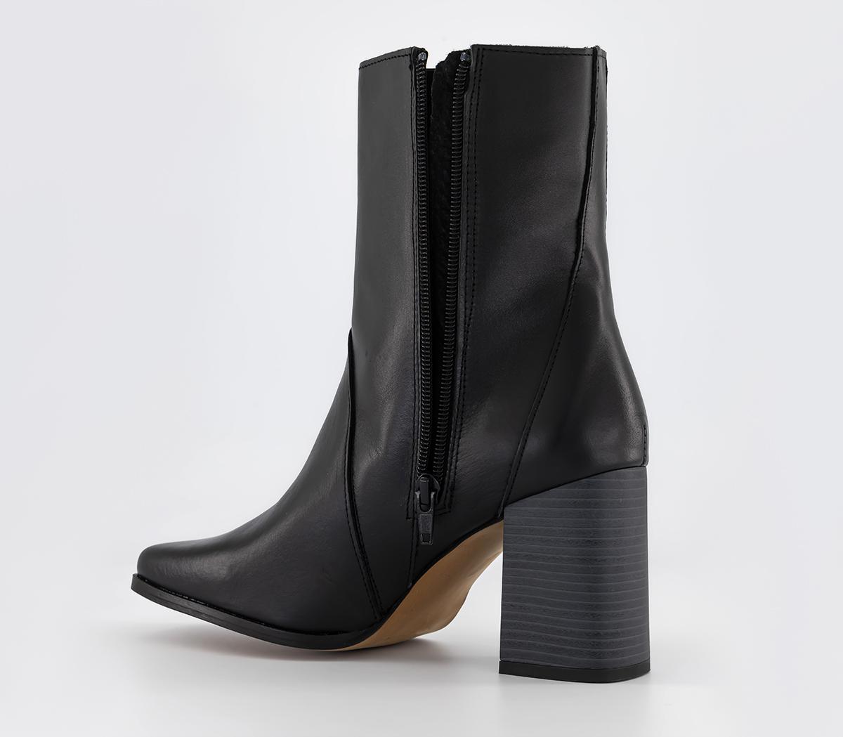 OFFICEAmala Heeled Point Ankle BootsBlack Leather