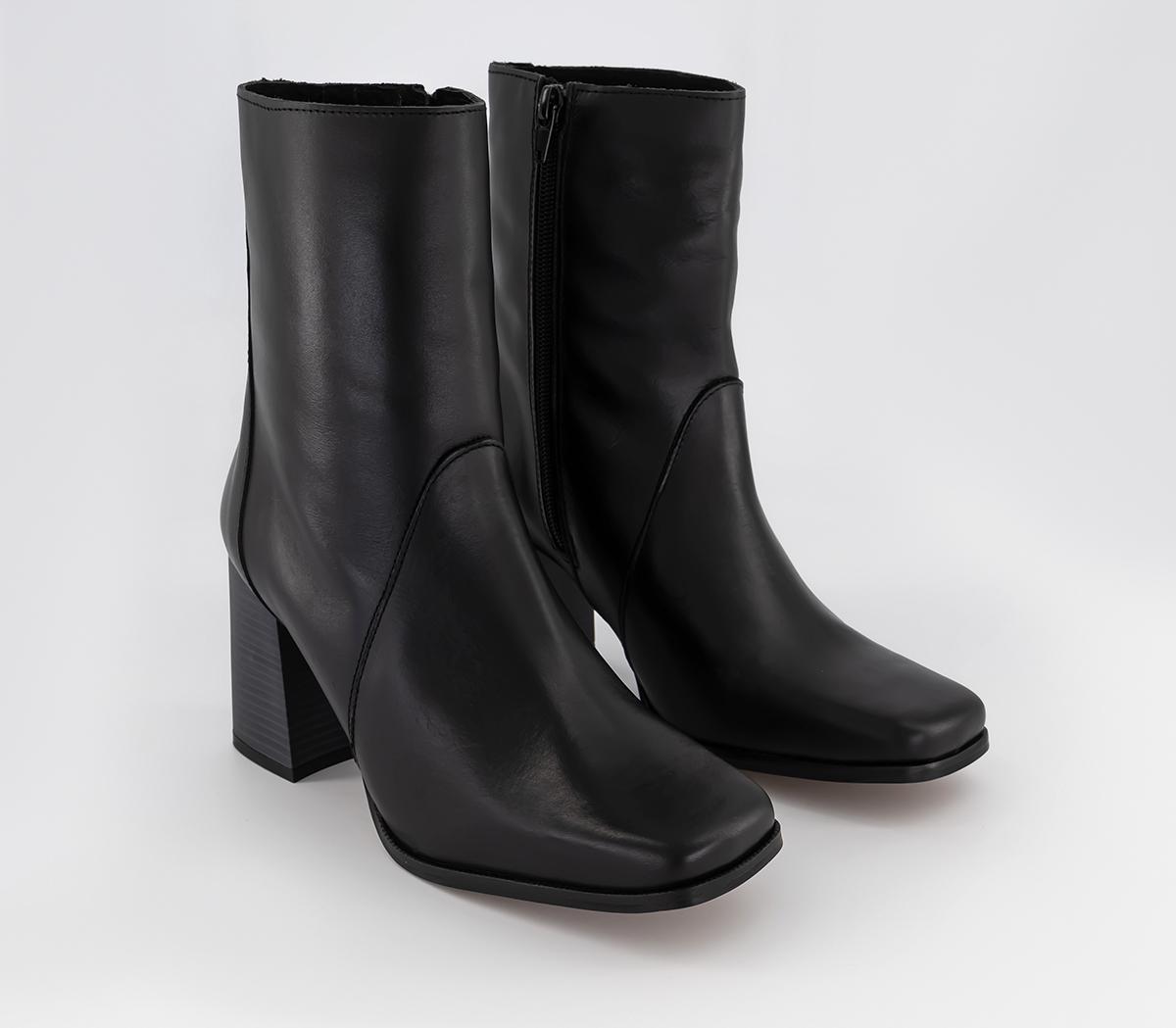 OFFICEAmala Heeled Point Ankle BootsBlack Leather