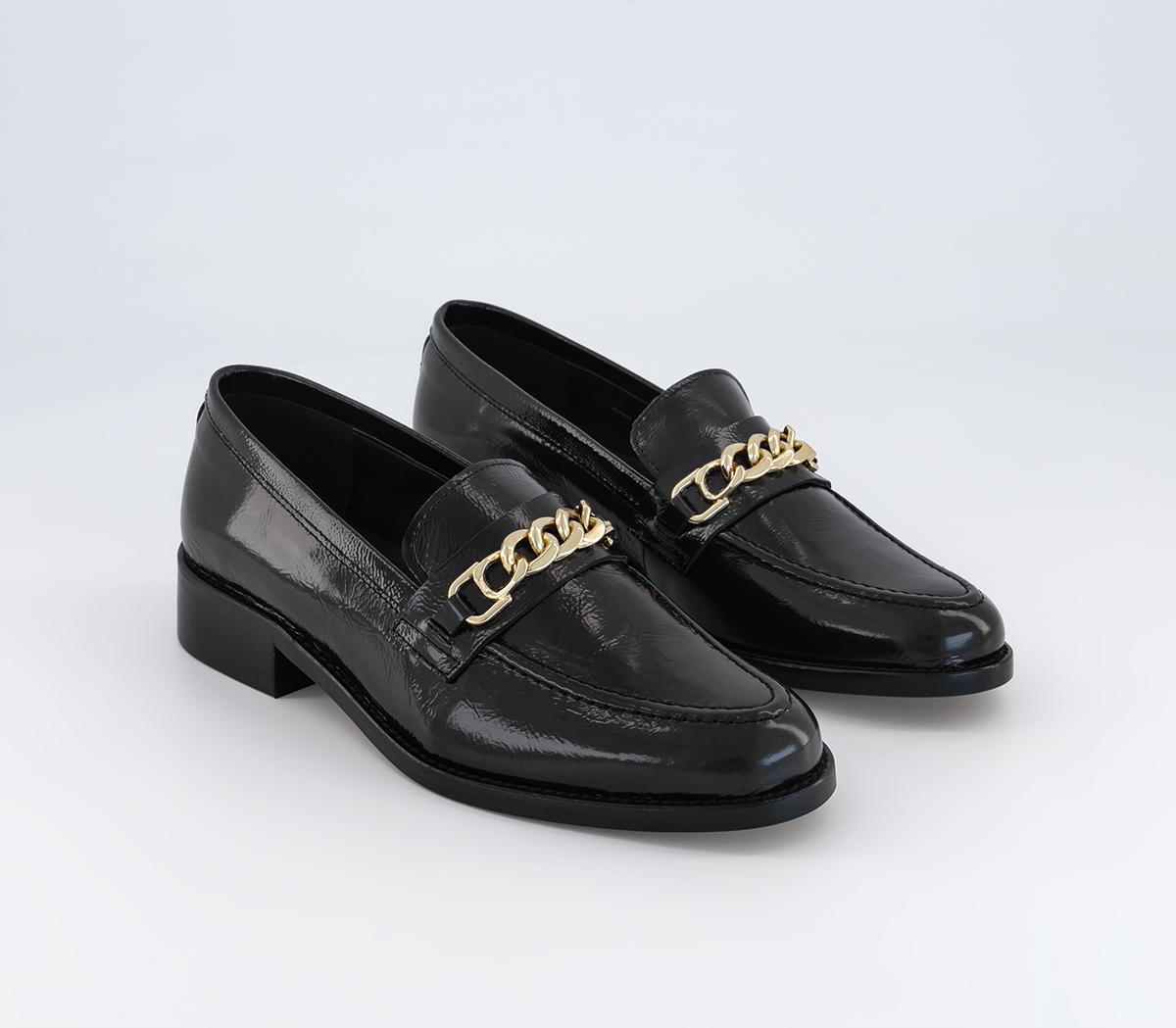 OFFICE Fargo Spain Chain Loafers Black Leather - Flat Shoes for Women