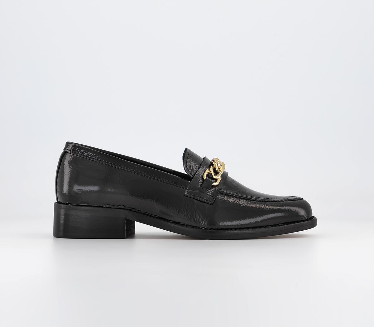 OFFICE Fargo Spain Chain Loafers Black Leather - Flat Shoes for Women