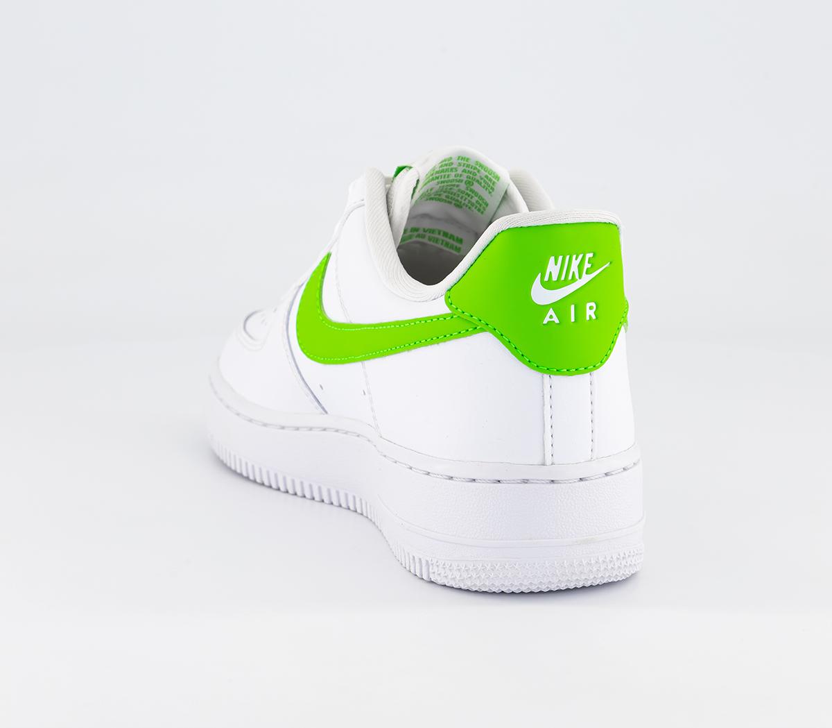 white nikes with green swoosh