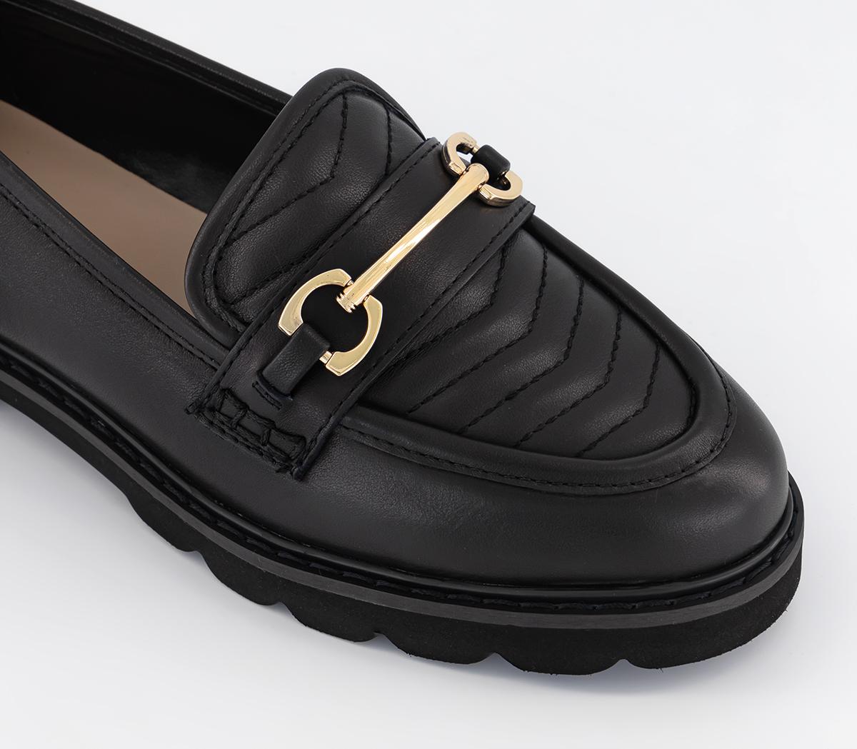 OFFICE Frill Leather Loafers Black Leather - Flat Shoes for Women