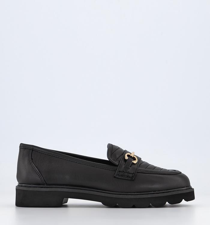OFFICE Frill Leather Loafers Black Leather