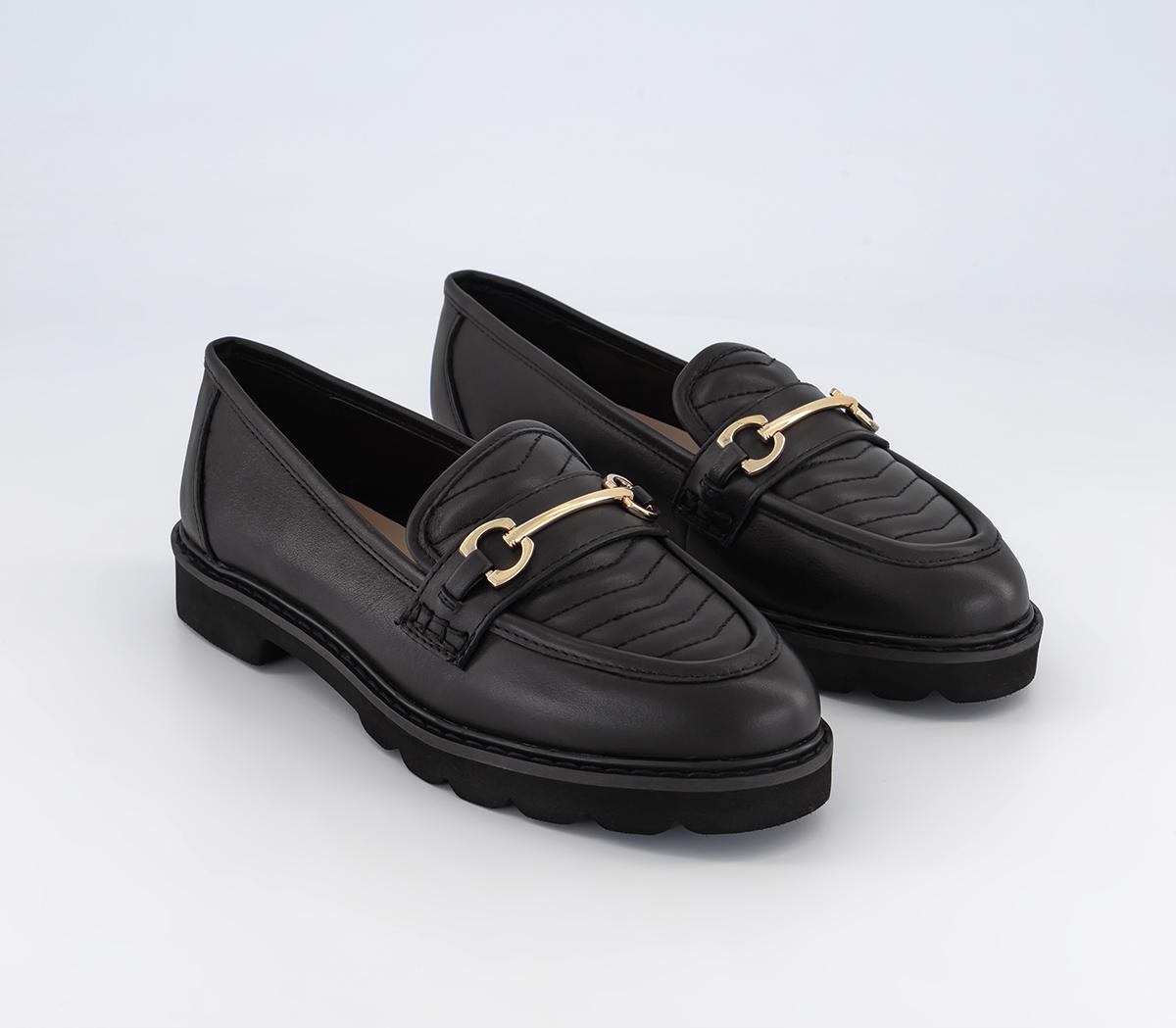 OFFICE Frill Leather Loafers Black Leather - Flat Shoes for Women