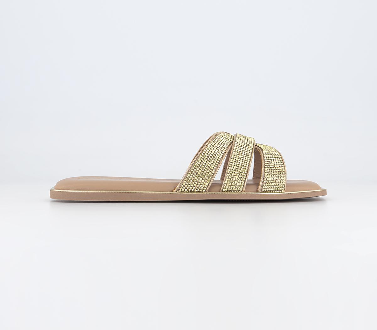 OFFICESundown Slide Sandals OFFICESundown Slide SandalsGold Embellished