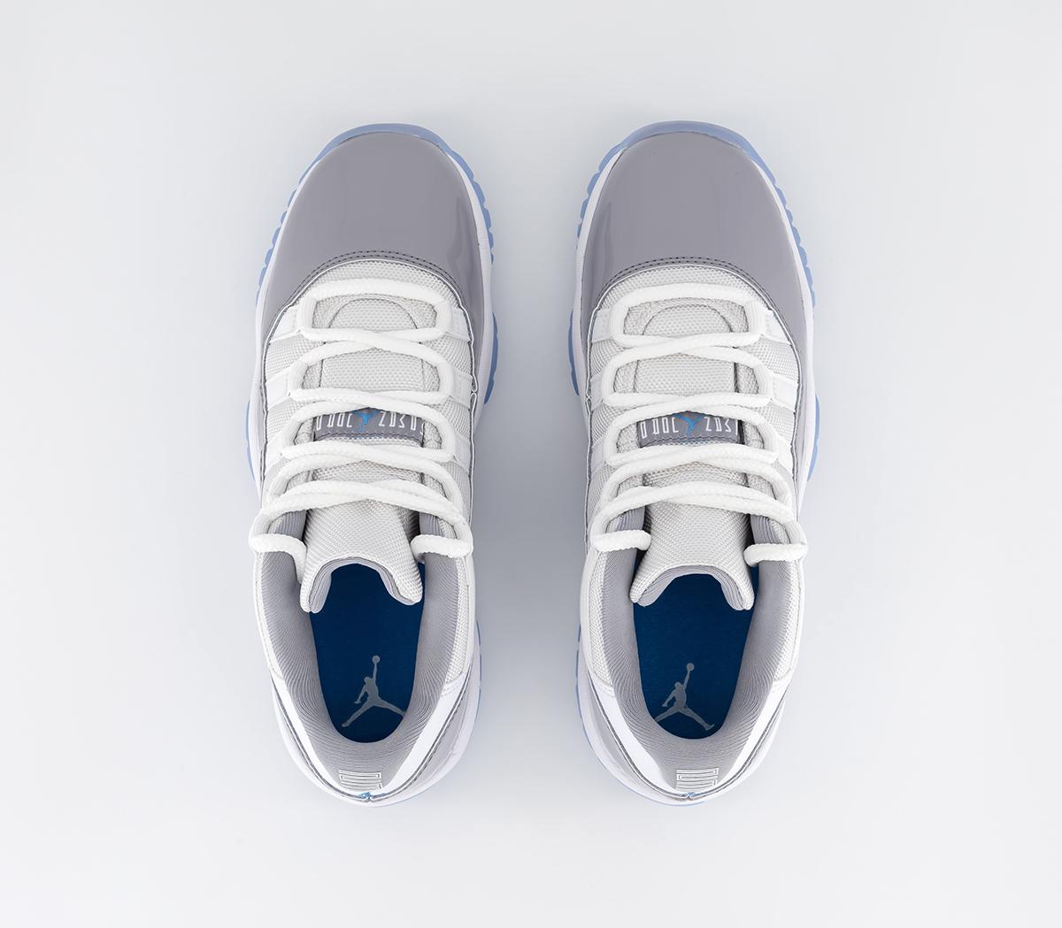 JordanAir Jordan 11 Low GS Trainers White University Blue Cement Grey