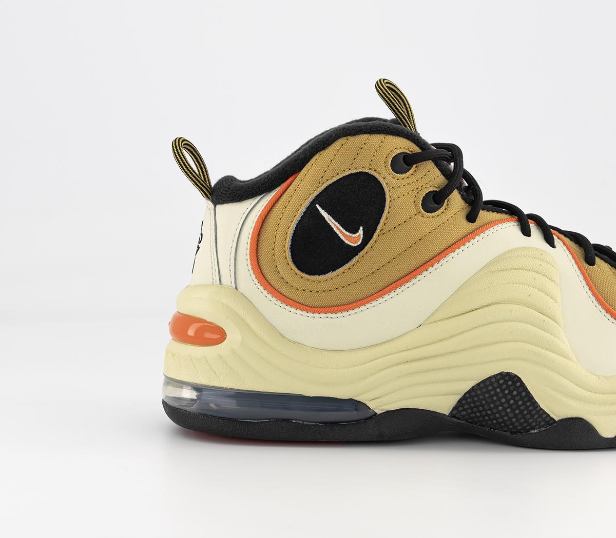 NikeAir Max Penny II Trainers Wheat Gold Safety Orange Black Coconut Milk