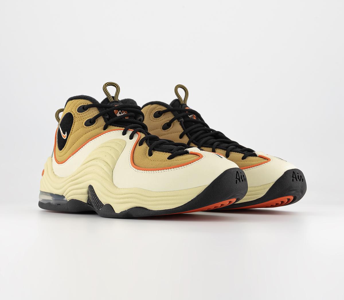 NikeAir Max Penny II Trainers Wheat Gold Safety Orange Black Coconut Milk