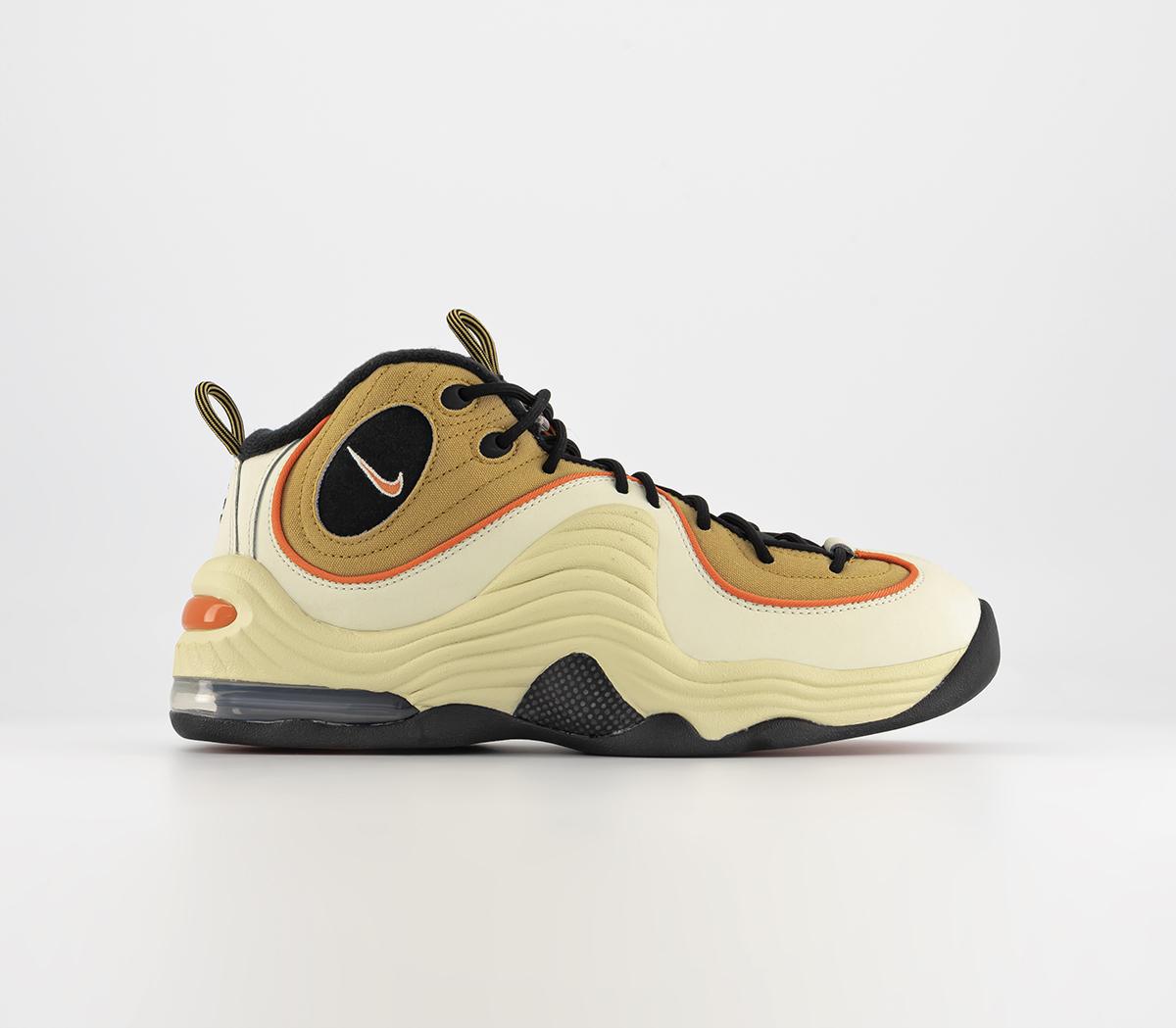 NikeAir Max Penny II Trainers Wheat Gold Safety Orange Black Coconut Milk