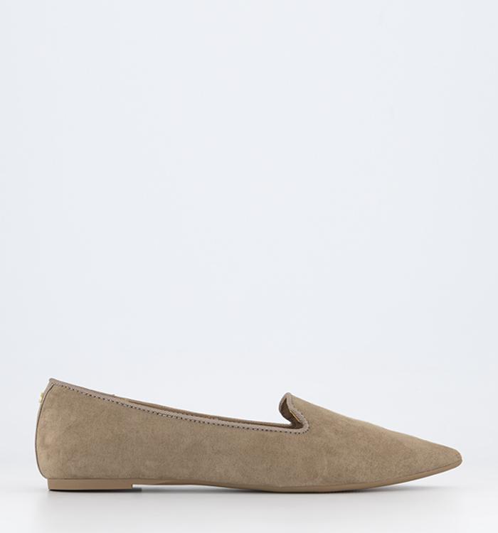 OFFICE Fabulous Pointed Slipper Cut Ballet Flats Taupe