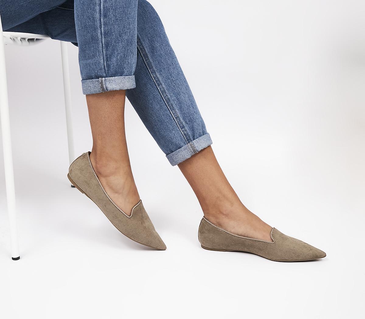 Fabulous Pointed Slipper Cut Ballet Flats Taupe