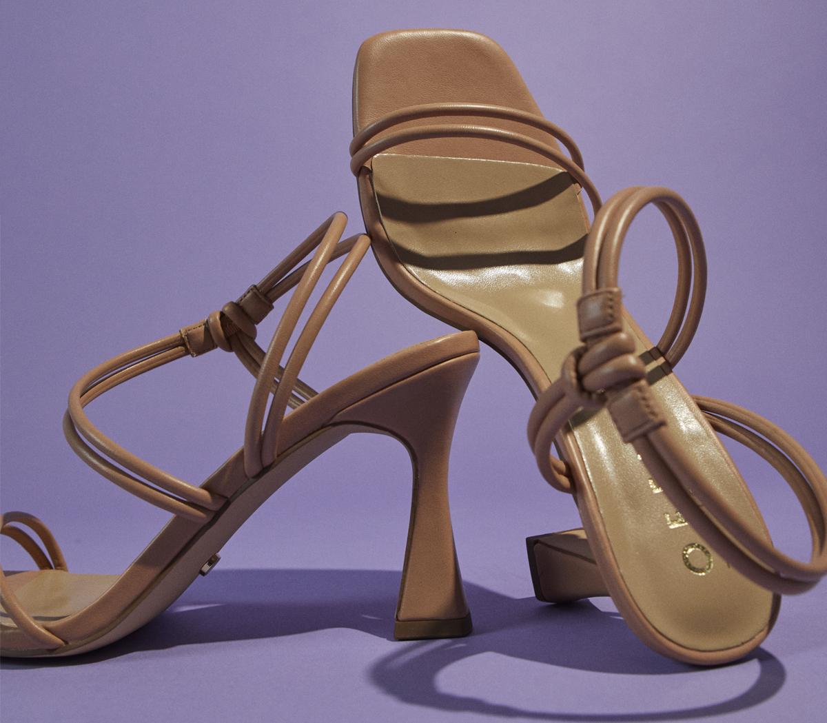 Motion Tubular Strappy Knot Detail Heels Nude