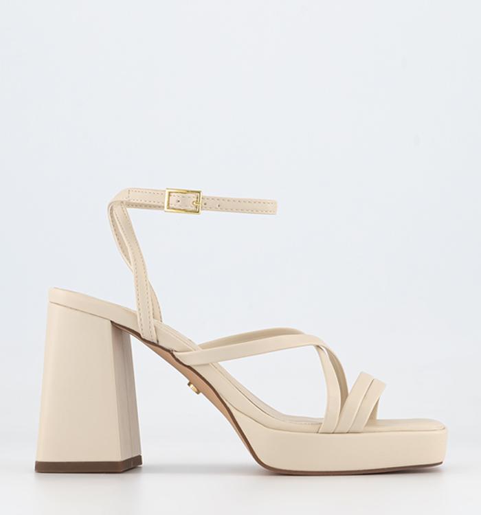 Buy Truffle Collection White Pu Cleated Bottom Ankle Strap Platform Block  Heels Online