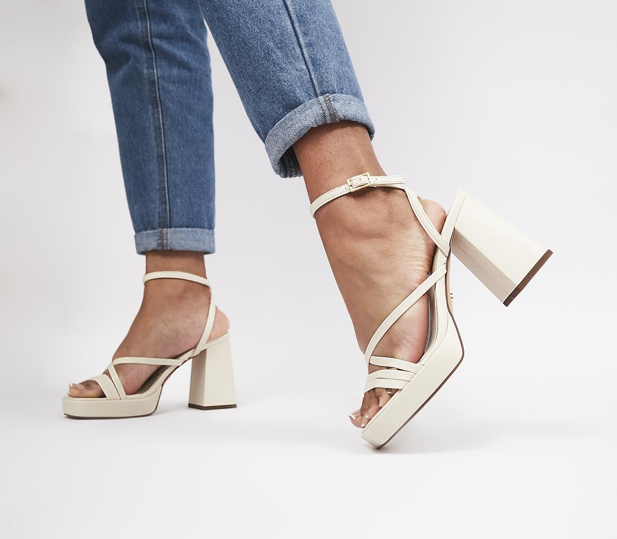 White deals heeled sandals