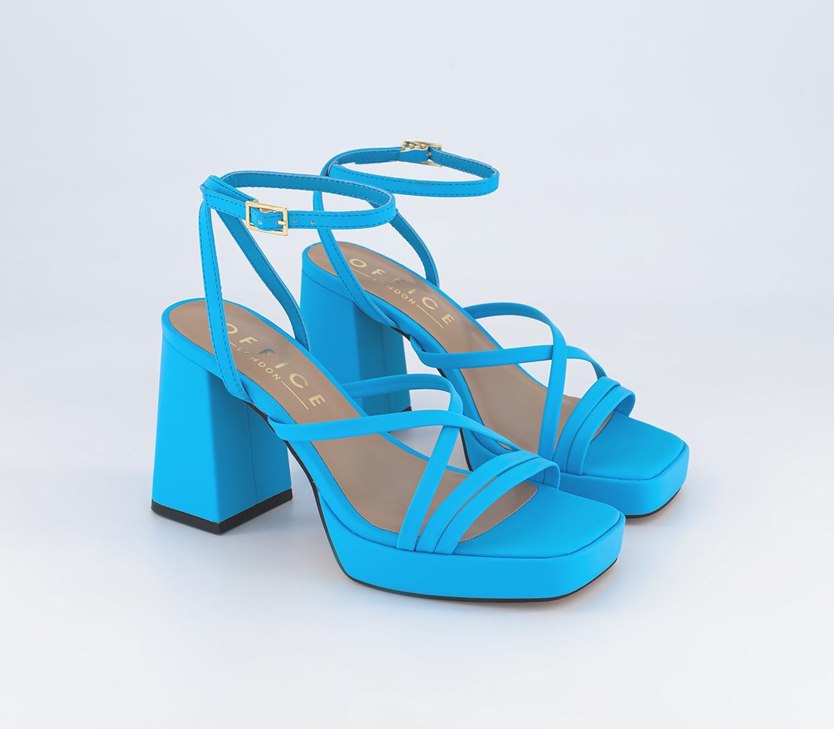 OFFICE Womens Hetty Strappy Platform Heeled Sandals Blue, 3