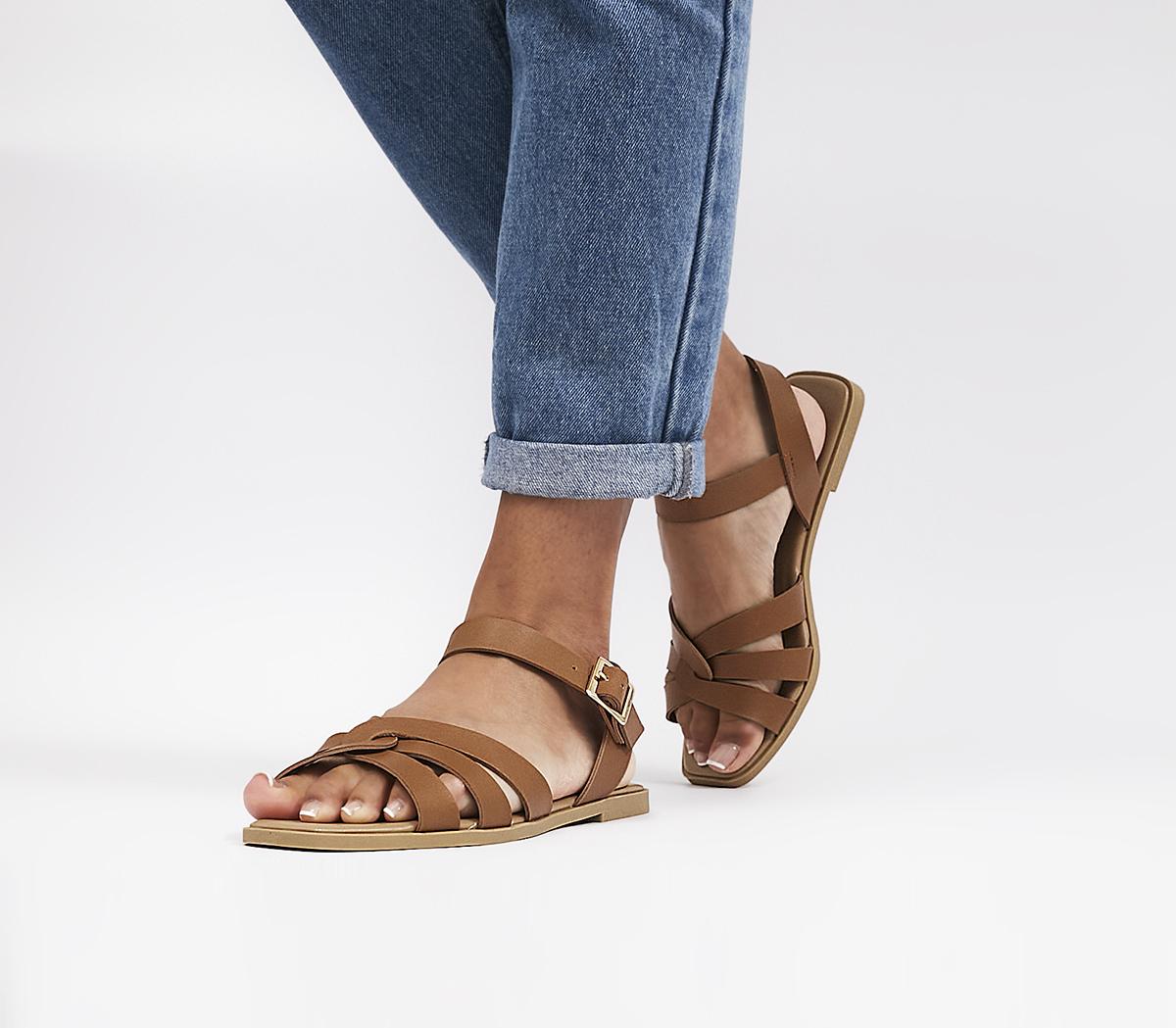 Wide fit tan store sandals