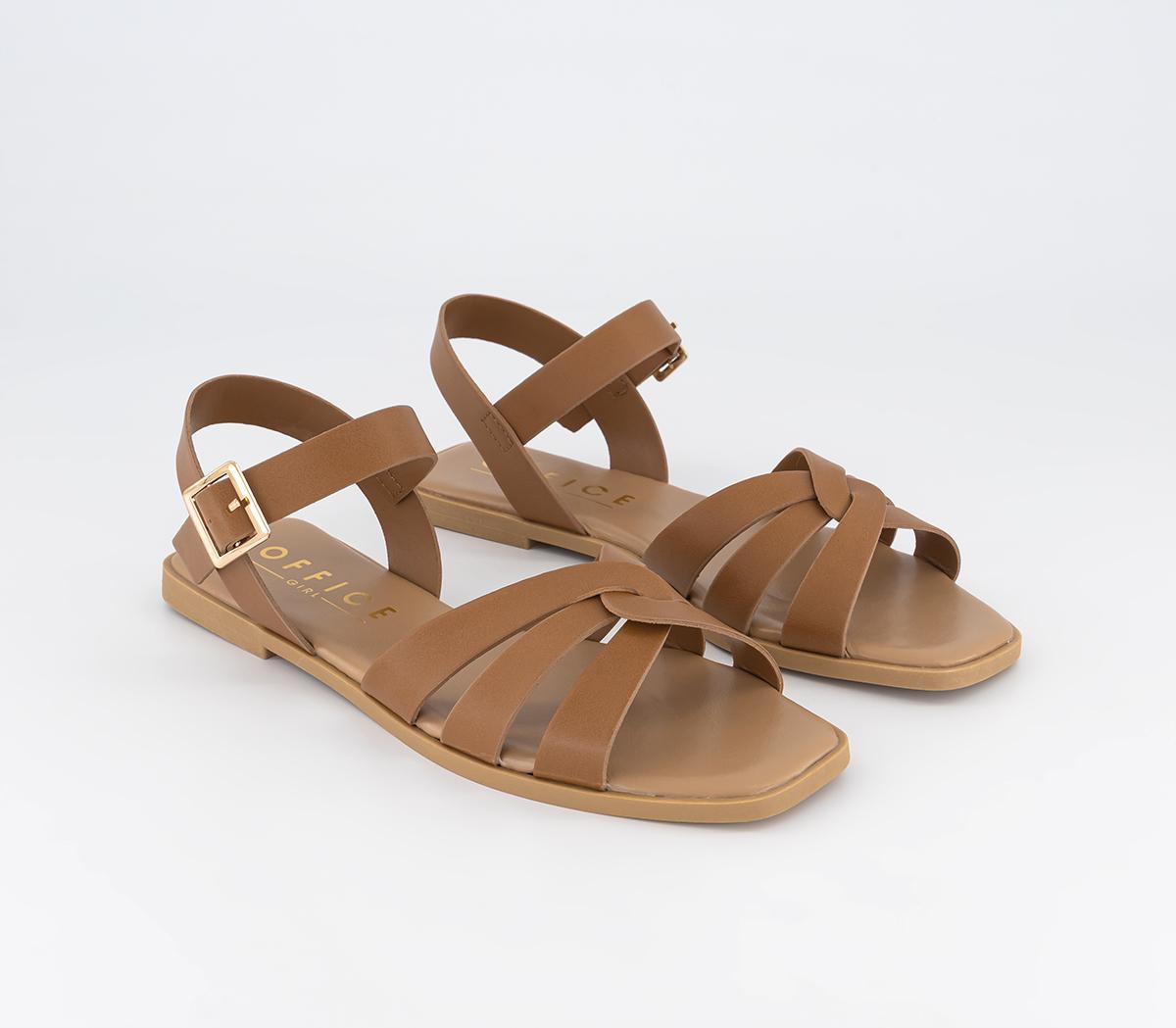 OFFICE Womens Wide Fit Santana Two Part Sandals Tan, 5