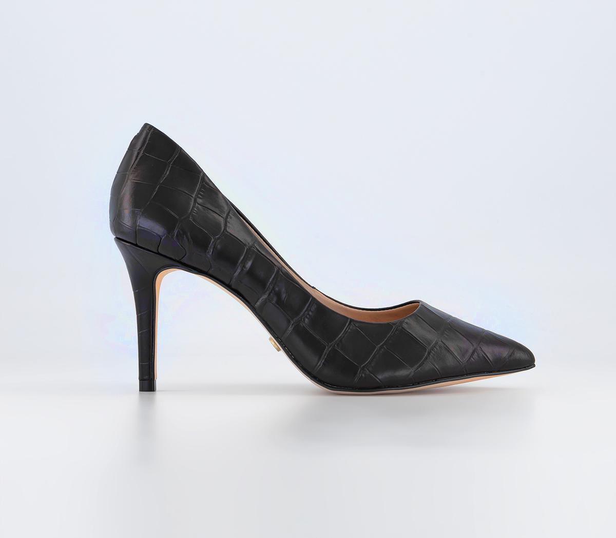 OFFICEMidlander Pointed Mid Heel Courts OFFICEMidlander Pointed Mid Heel CourtsBlack Embossed Leather