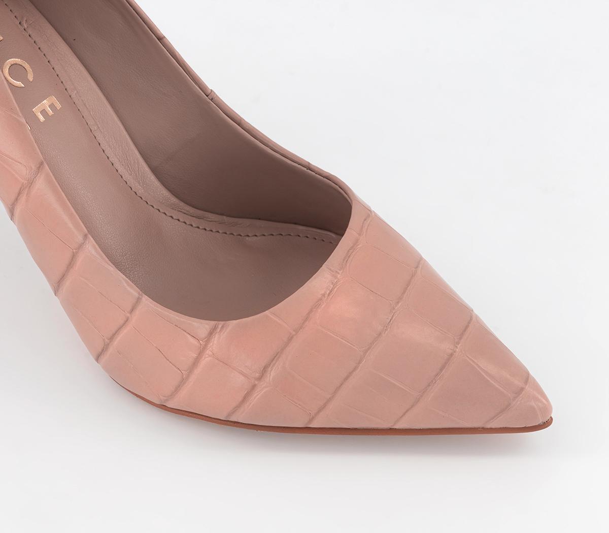OFFICEMidlander Pointed Mid Heel Courts OFFICEMidlander Pointed Mid Heel CourtsBeige Embossed Leather