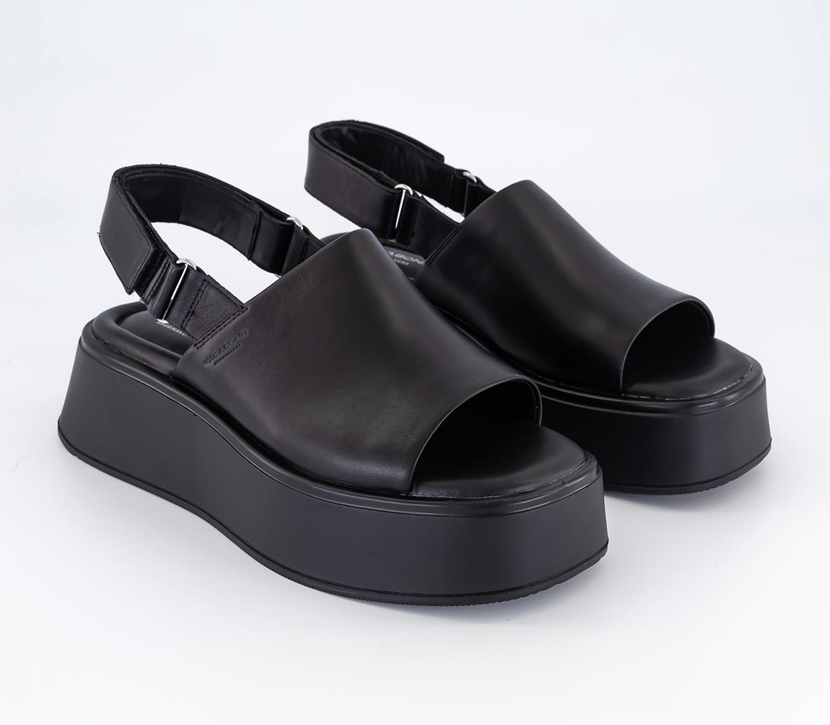 Vagabond Shoemakers Courntey Sling Back Sandals Black Leather - Flat ...