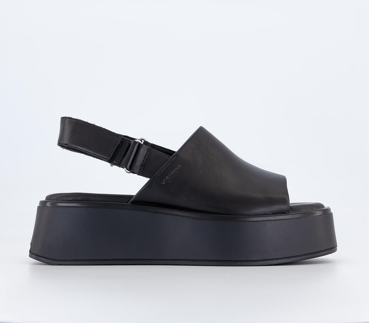 Vagabond Shoemakers Courntey Sling Back Sandals Black Leather - Flat ...