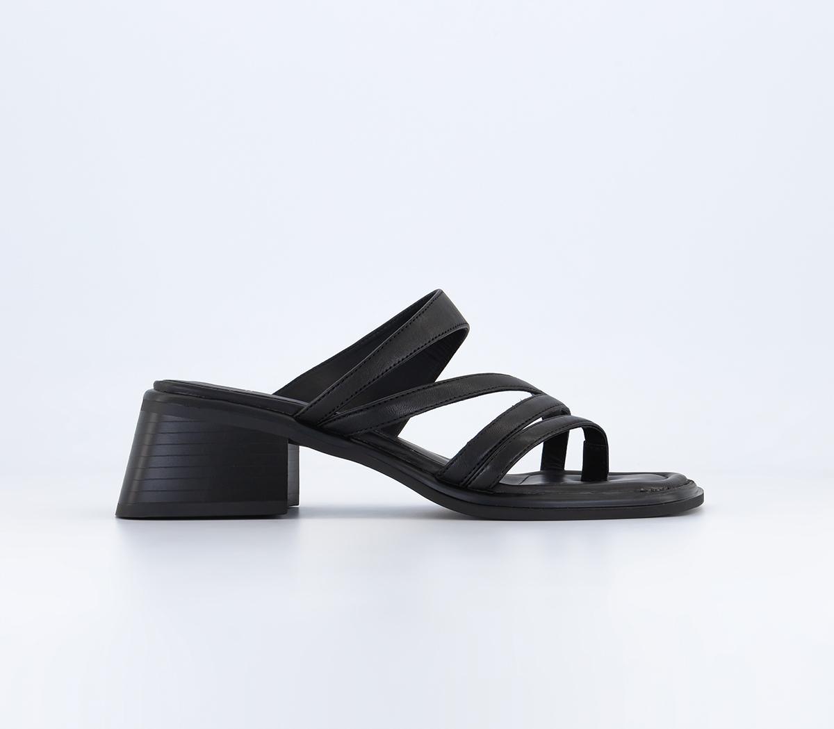 Ines Strappy Mules Black Leather