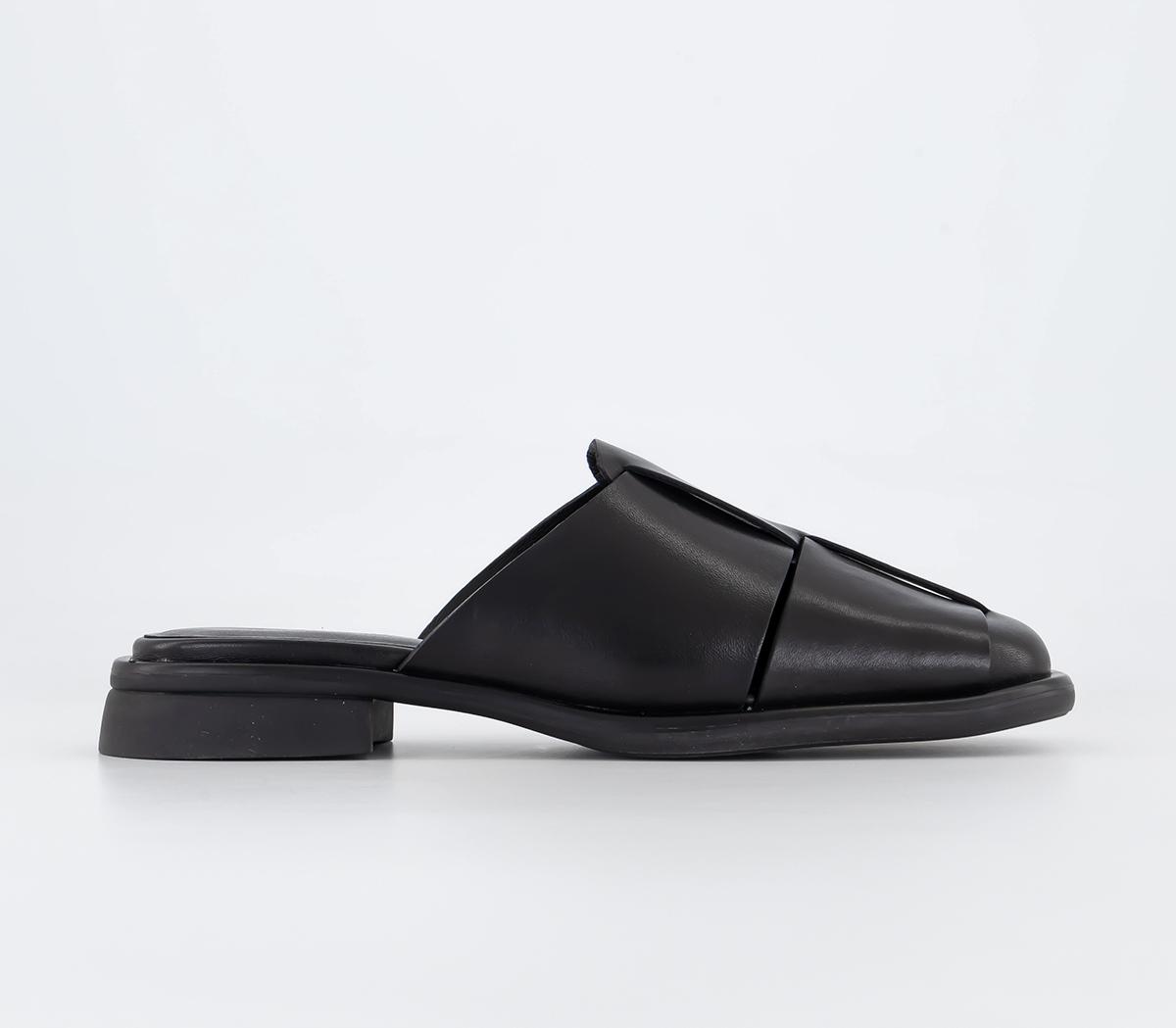 Vagabond Shoemakers Brittie Woven Mules Black Leather - Flat Shoes