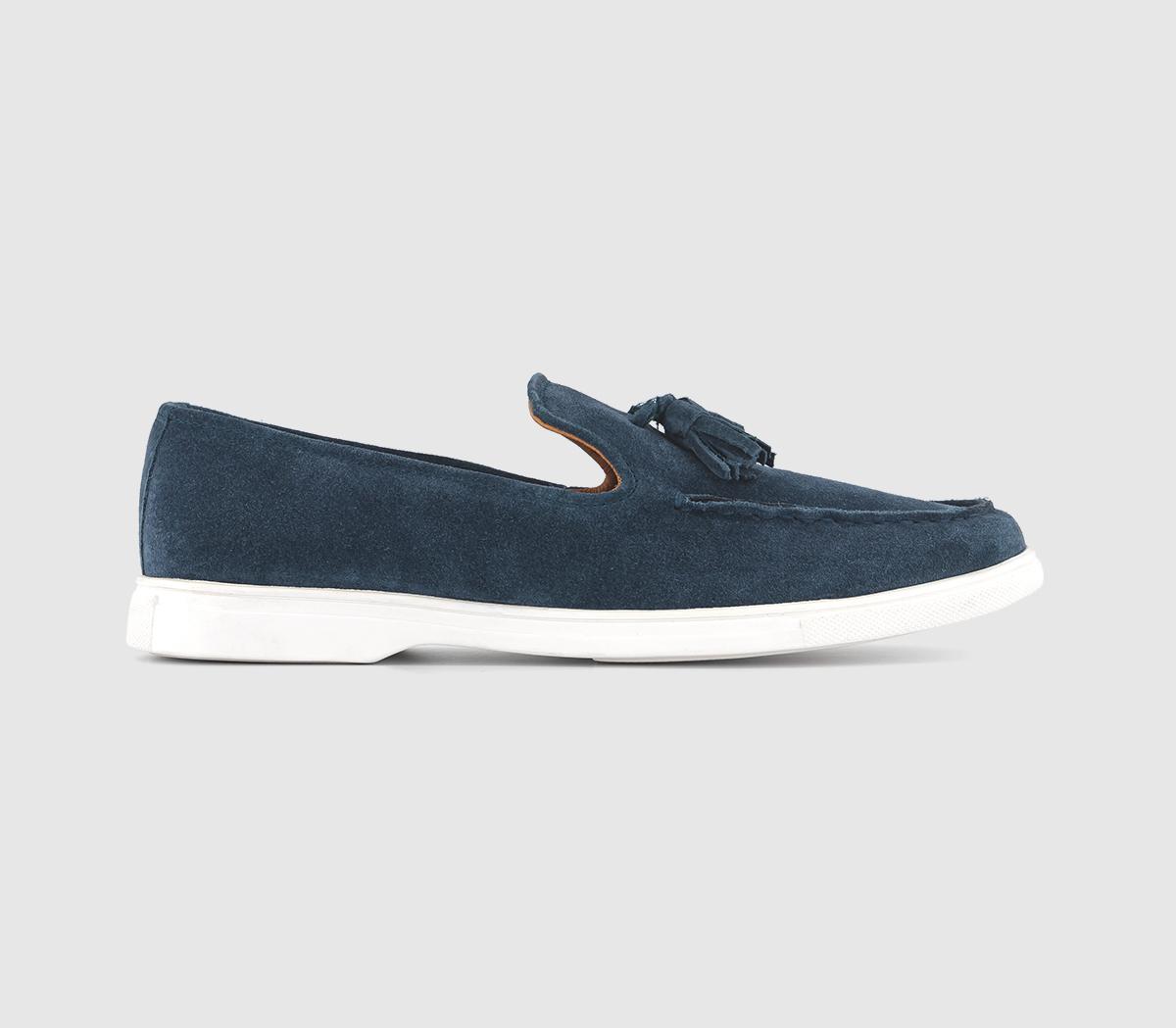 Calvin Tassle White Outsole Loafers Navy Suede
