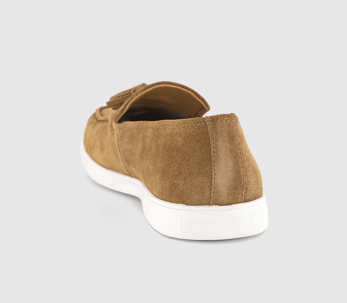 OFFICECalvin Tassel White Outsole Loafers OFFICECalvin Tassel White Outsole LoafersTan Suede