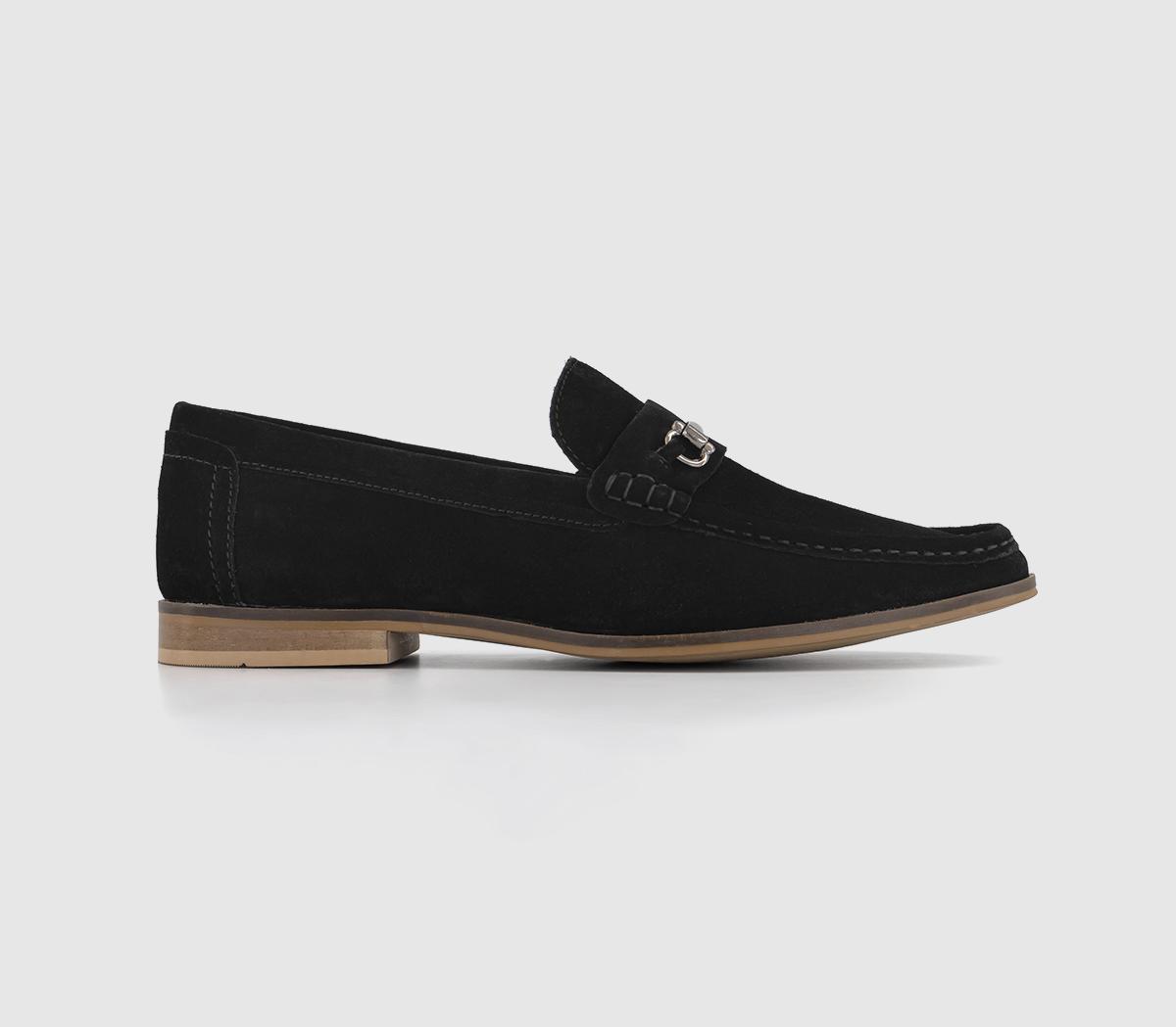 Calum Snaffle Slip On Loafers Black Suede
