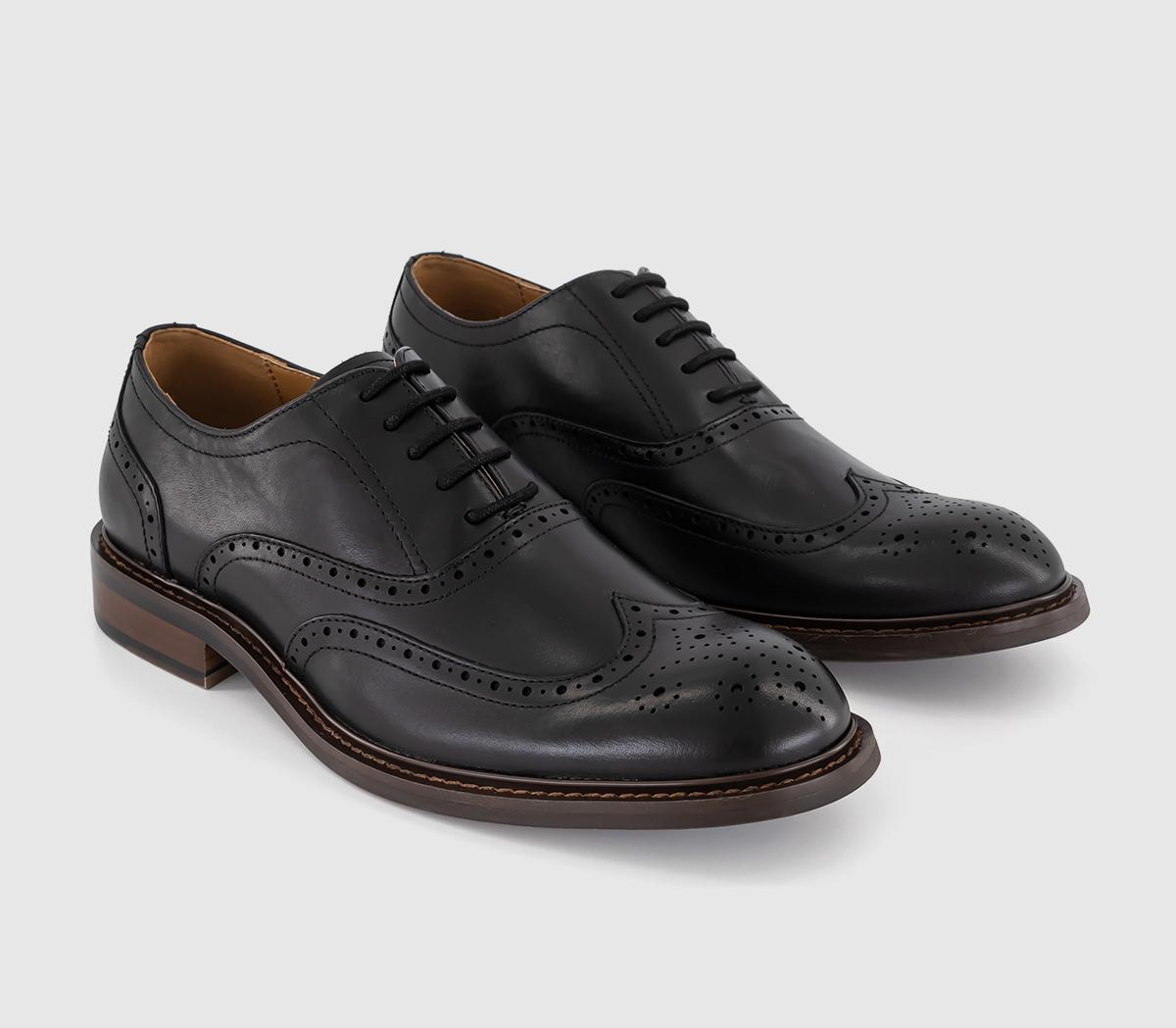 OFFICE Mens Maxwell Oxford Brogues Black Leather, 6