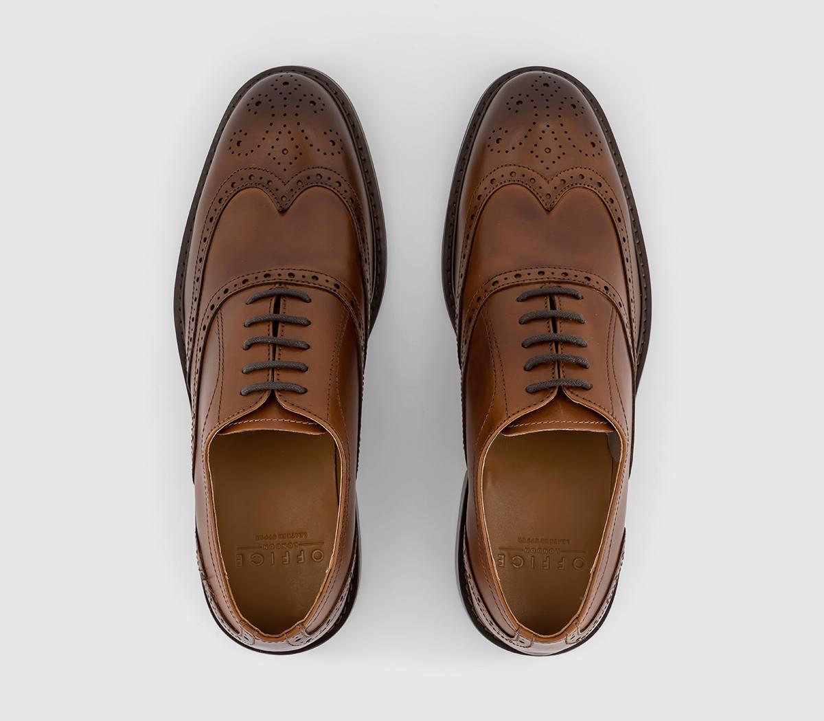 OFFICE Maxwell Oxford Brogues Tan Leather - Mens Brogues