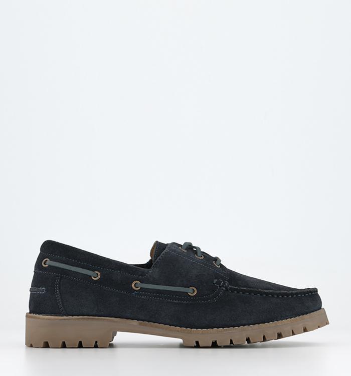 OFFICE Colorado Cleated Suede Boat Shoes Navy Suede