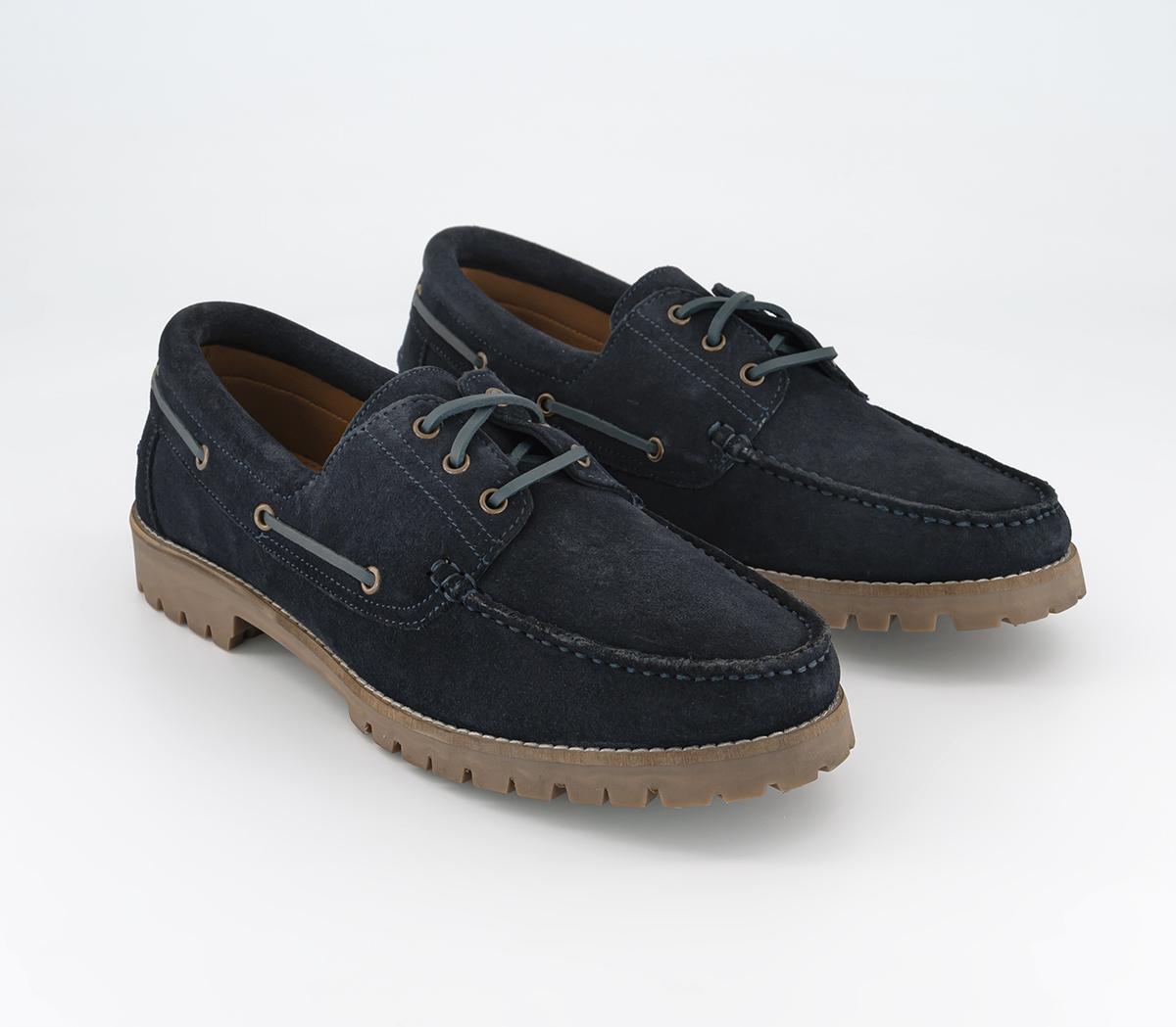 OFFICE Mens Colorado Cleated Suede Boat Shoes Navy Blue, 7