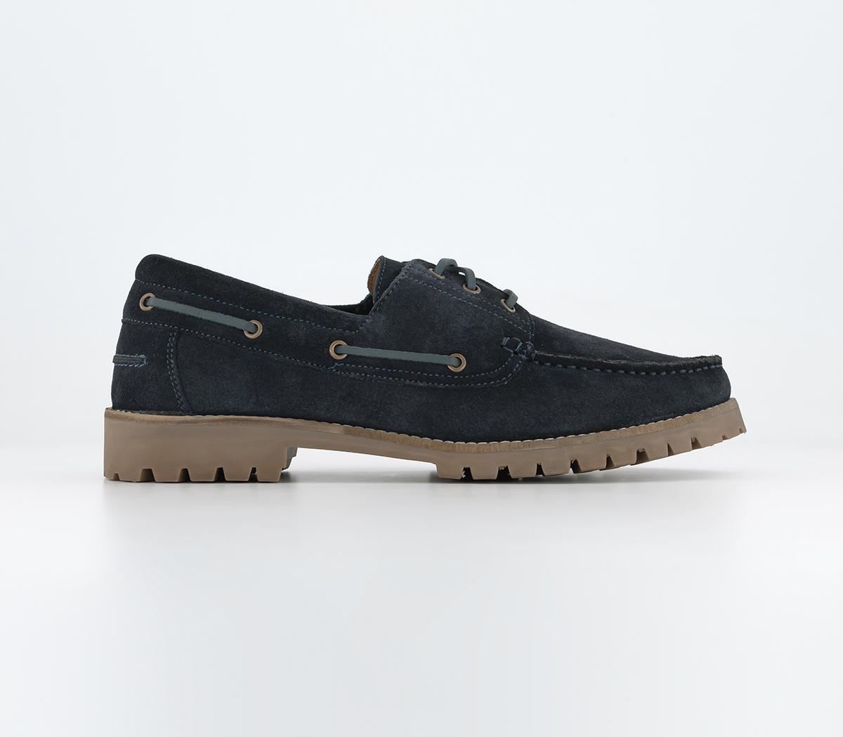 Colorado Cleated Suede Boat Shoes Navy Blue