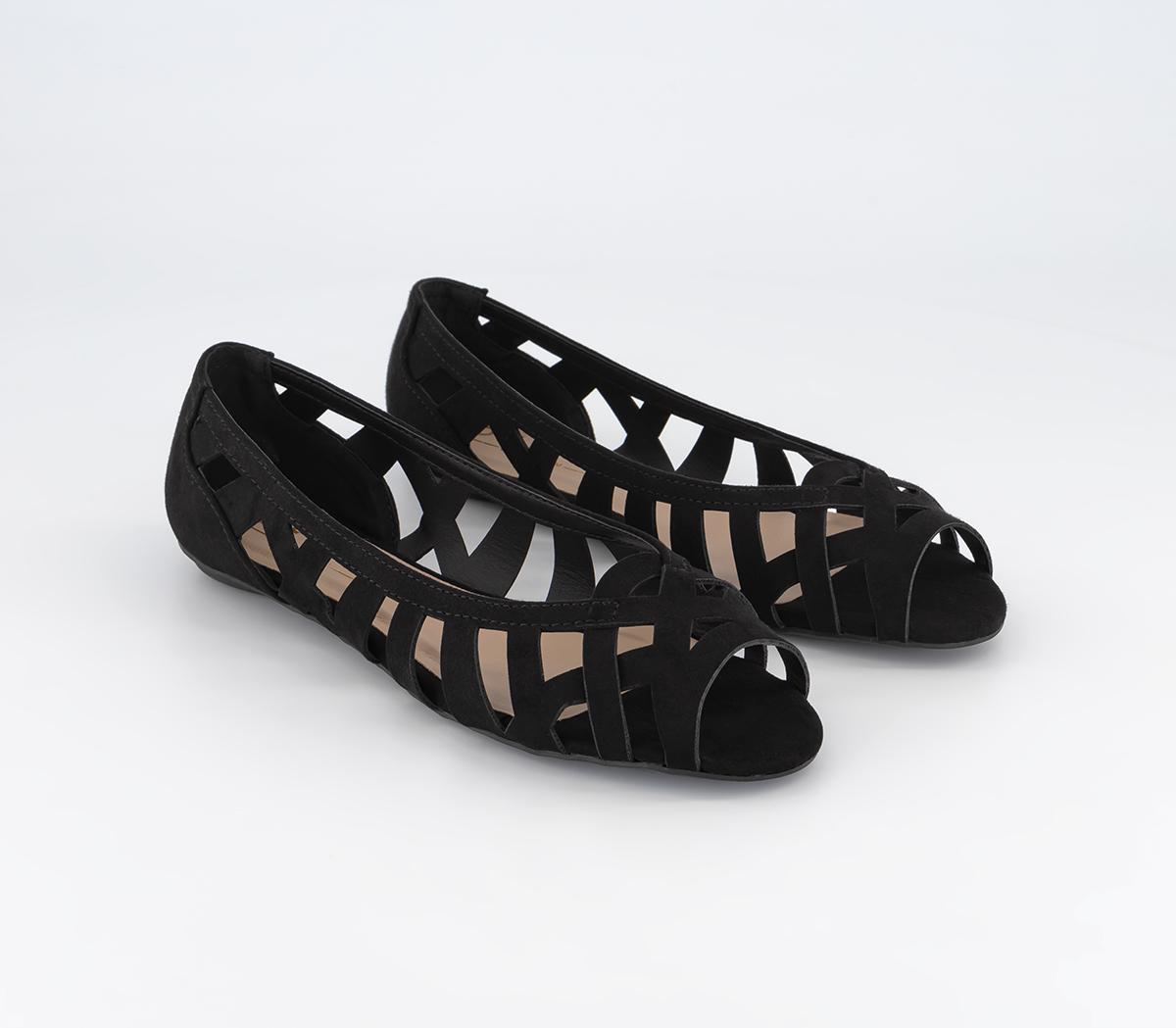 OFFICEFantasy Peep Toe Woven Ballet PumpsBlack