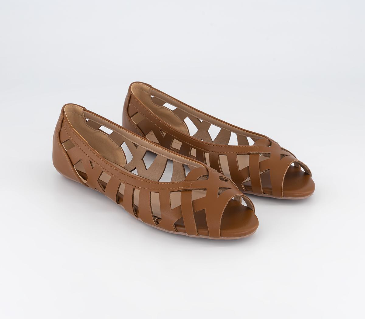 OFFICEFantasy Peep Toe Woven Ballet PumpsTan