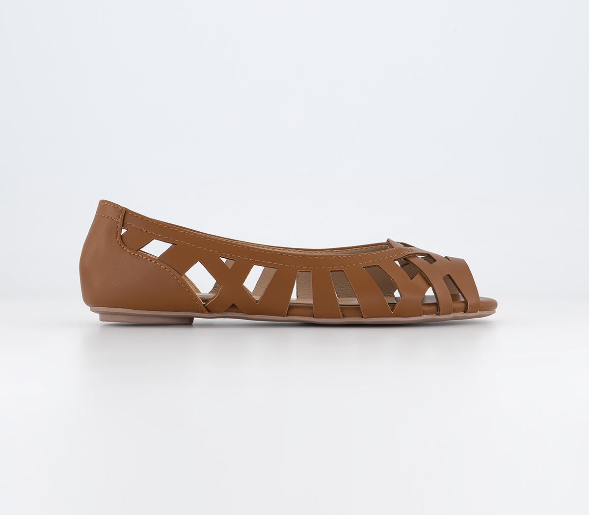 OFFICEFantasy Peep Toe Woven Ballet PumpsTan