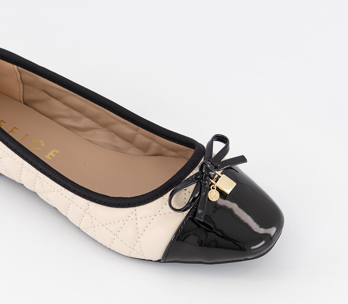 OFFICEForevermore Quilted Ballet Pumps OFFICEForevermore Quilted Ballet PumpsCream Black Mix