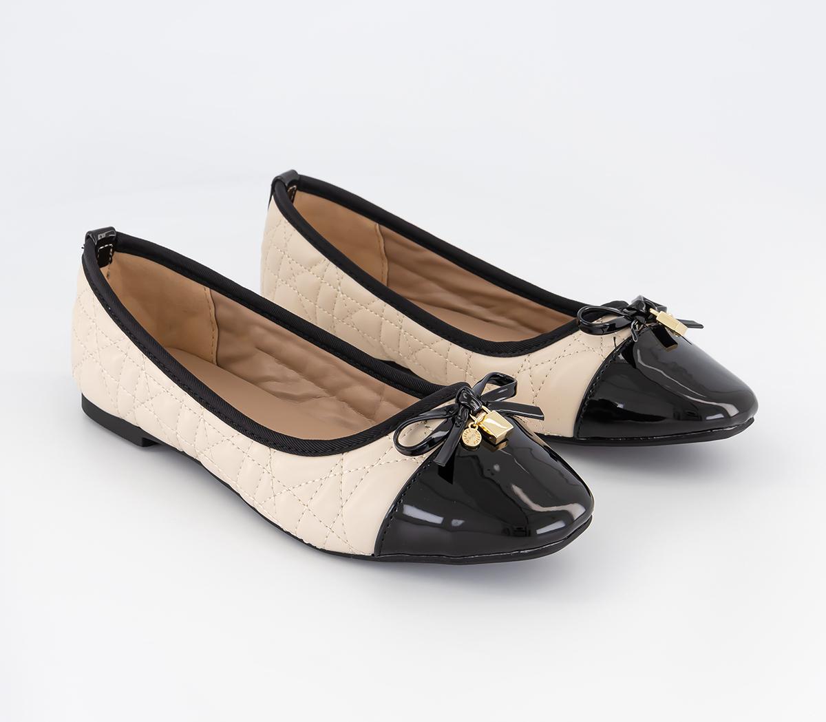 OFFICE Forevermore Quilted Ballet Pumps Cream Black Mix - Flat Shoes ...