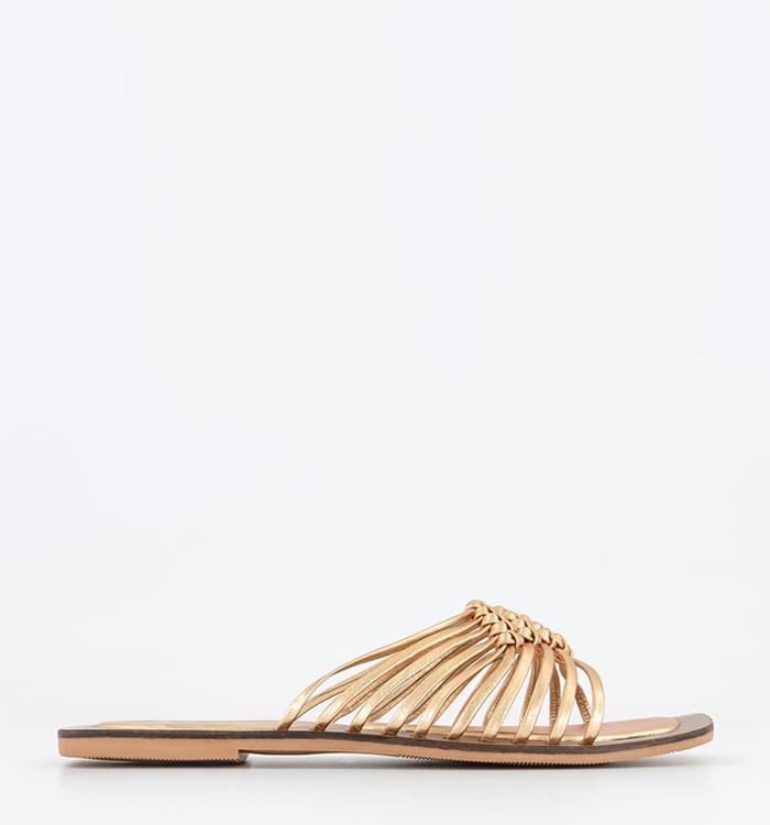 OFFICE Santiago Knotted Mules Gold Leather