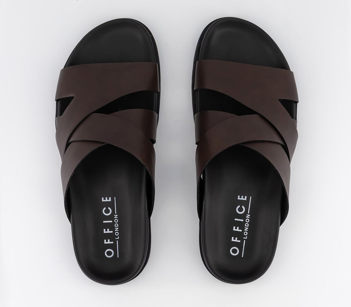 OFFICETahiti Multistrap Covered FootbedsChocolate
