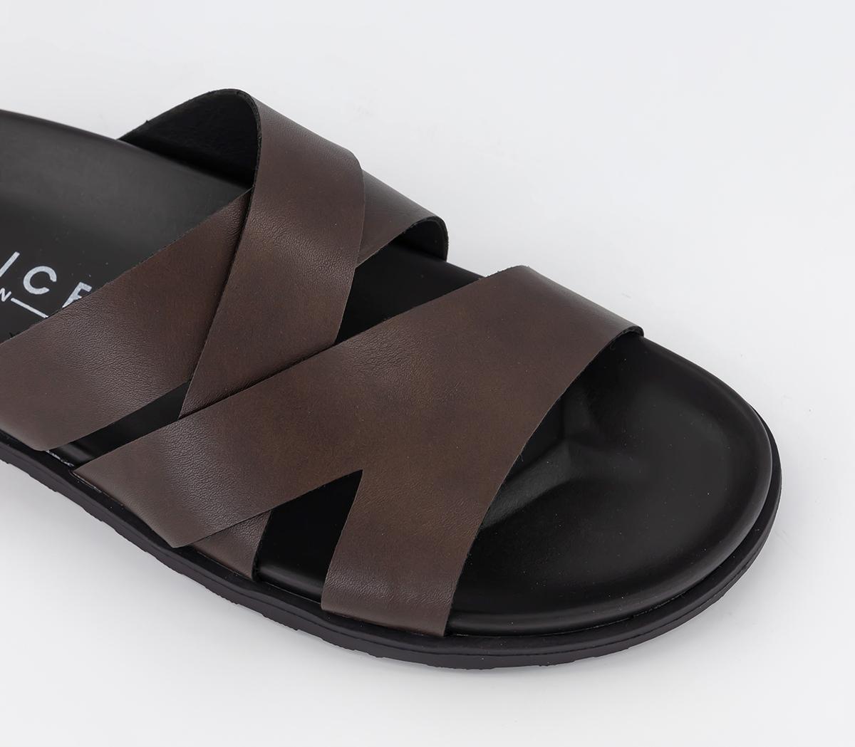 OFFICETahiti Multistrap Covered FootbedsChocolate