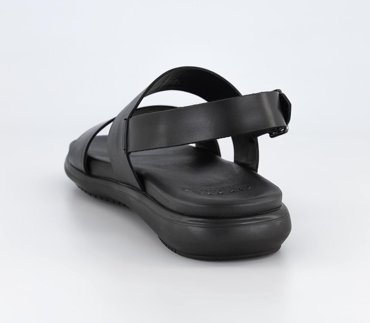 OFFICE Kuta 2 Strap Moulded Sole Backstrap Sandals Black Leather - Men ...