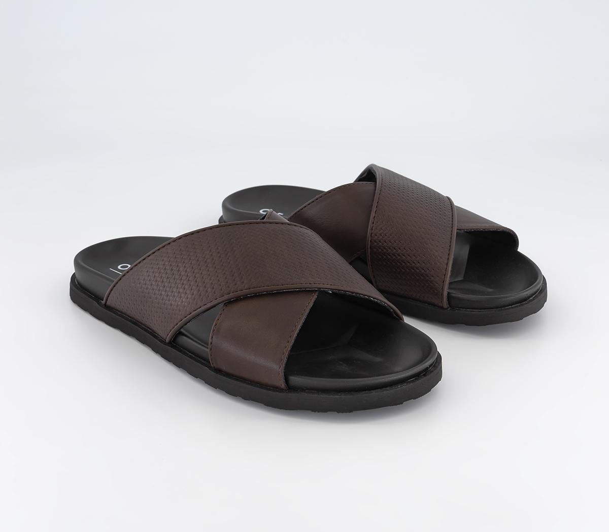OFFICEGilli Cross Woven SlidersChocolate