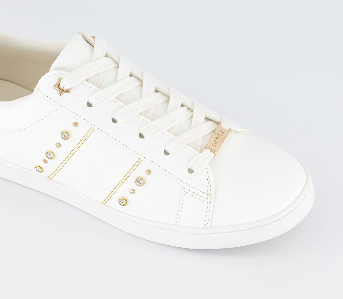 OFFICEFlorrie Lace Up Diamante TrainersWhite Embellished