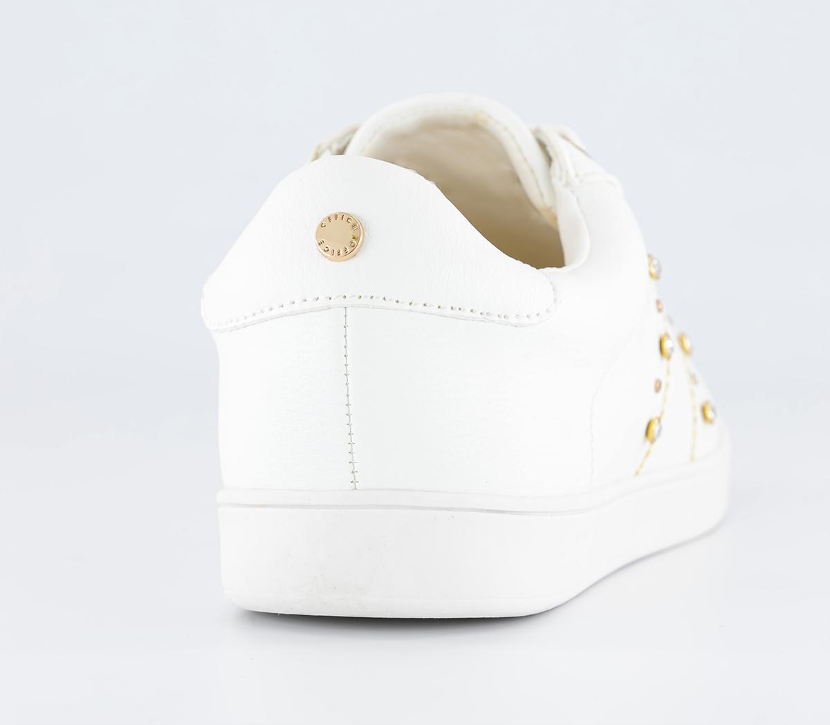 OFFICEFlorrie Lace Up Diamante TrainersWhite Embellished