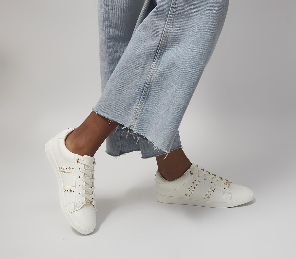 OFFICEFlorrie Lace Up Diamante TrainersWhite Embellished