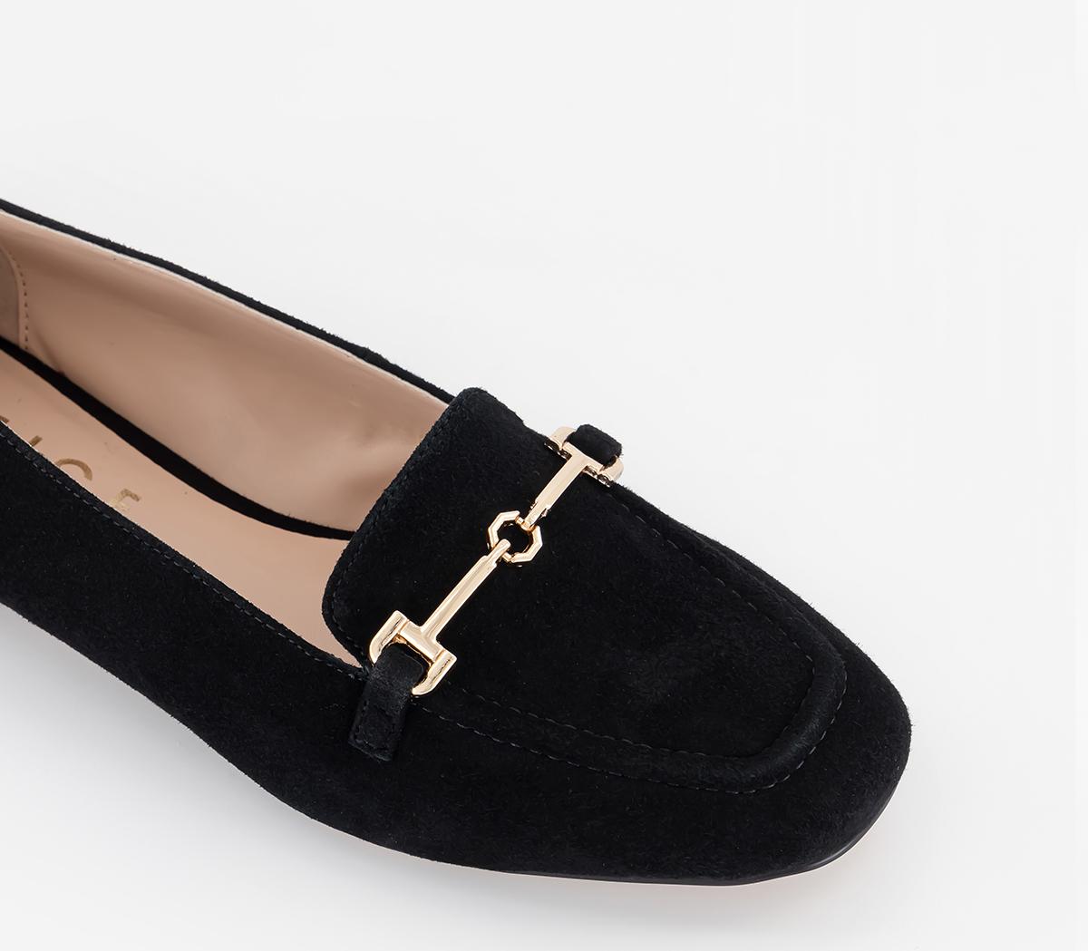 OFFICE Flying High Snaffle Suede Loafers Black Suede - Flat Shoes for Women
