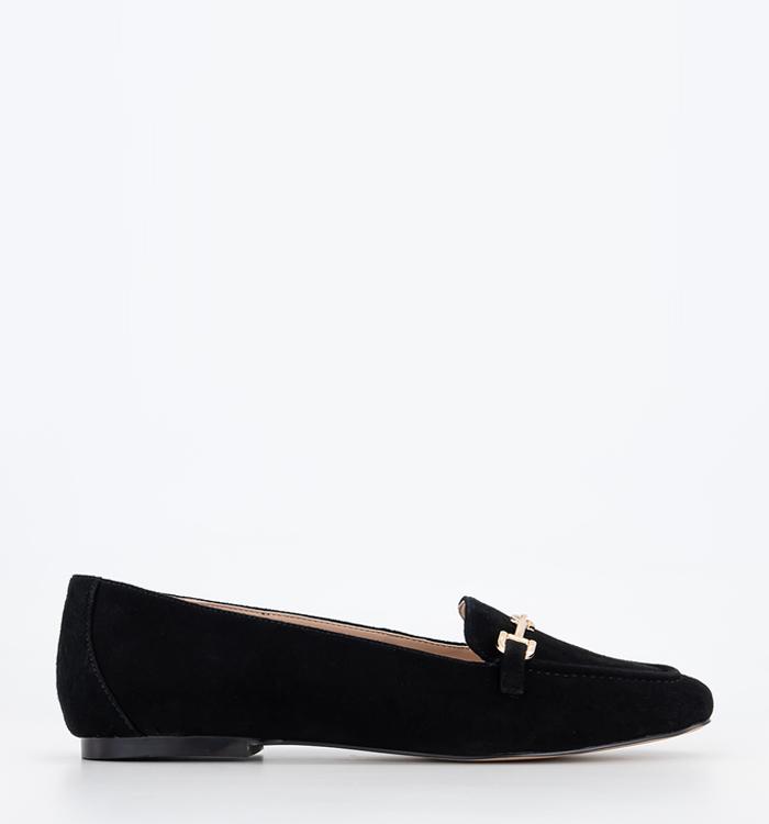 OFFICE Flying High Snaffle Suede Loafers Black Suede